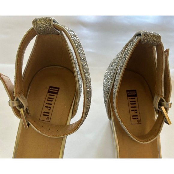 Women's Didifu Silver Sparkle Wedge Shoes Ankle Strap Size 8.5 - Picture 4 of 6